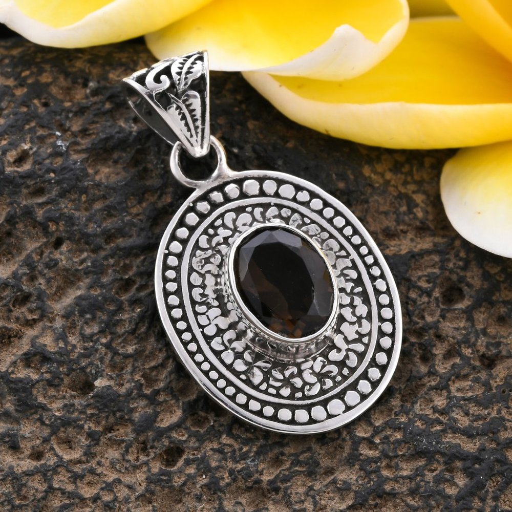 Brazilian Smoky Quartz Pendant in Sterling Silver